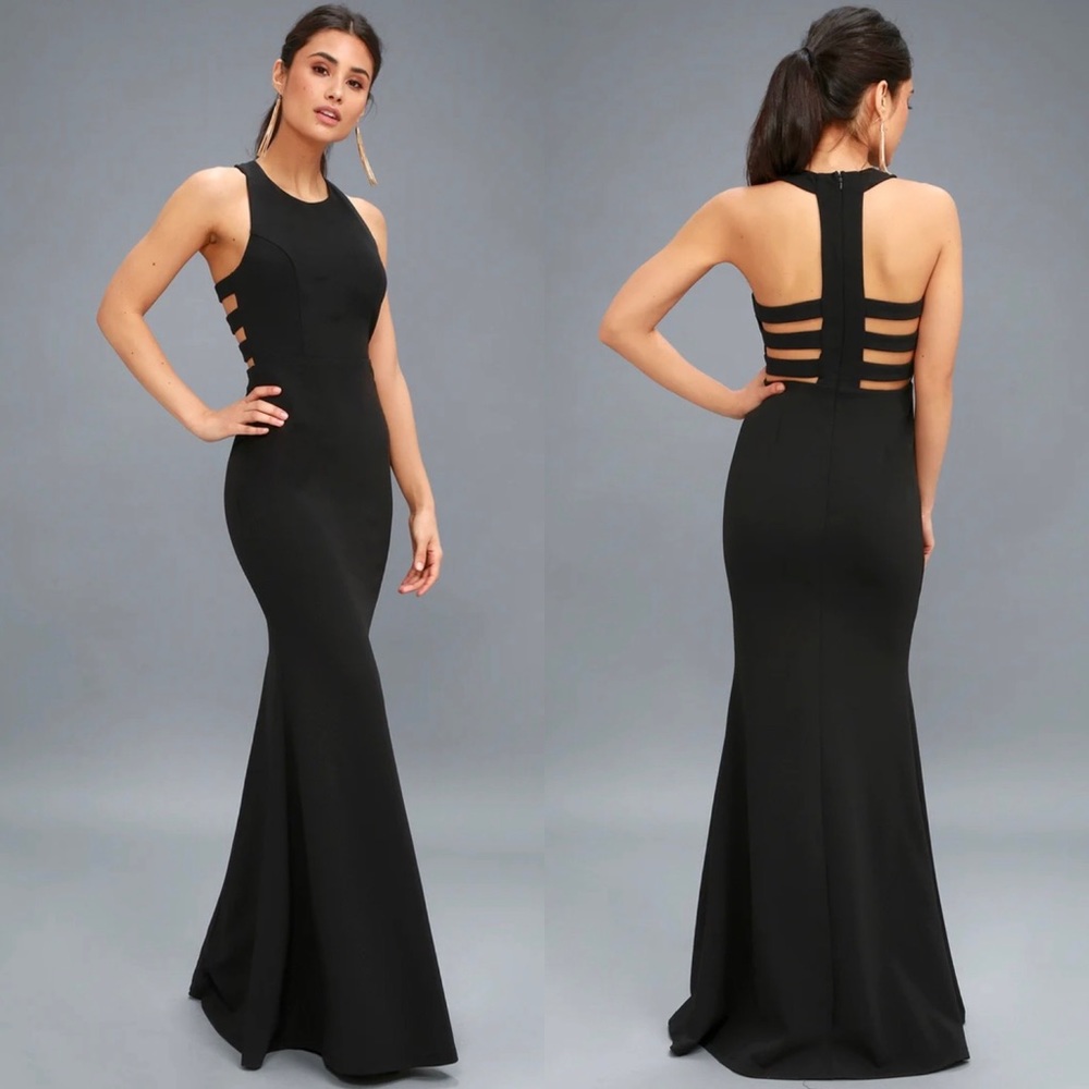 NWT Lulus Power of Wow Cut Out Maxi Dress Black